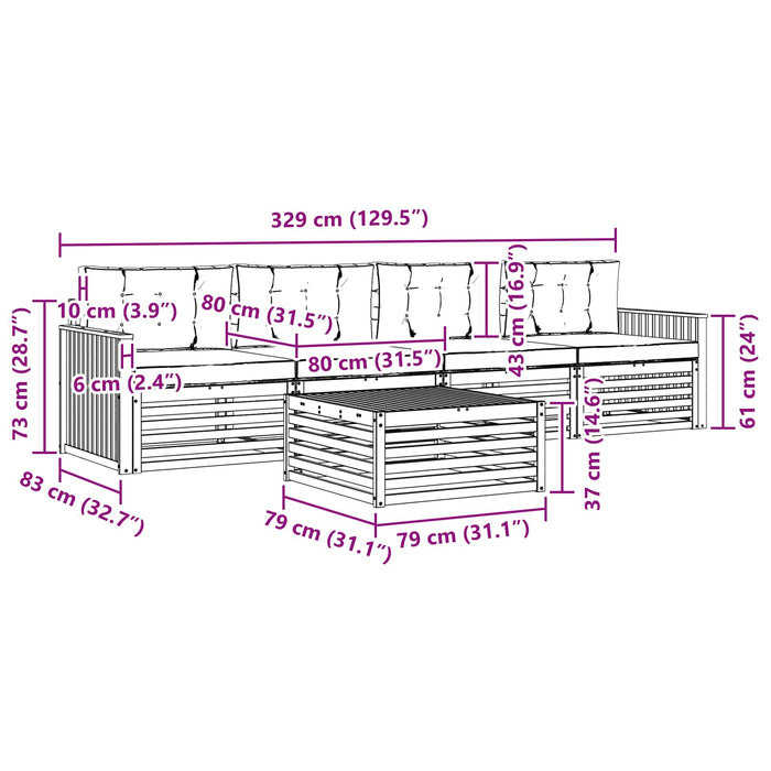 Set de canapele de exterior cu pernă 5 pcs Natural și Bej - WALTI WALTI