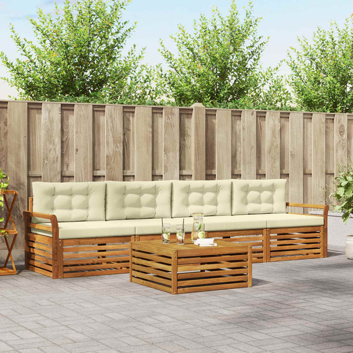 Set de canapele de exterior cu pernă 5 pcs Natural și Crem - WALTI WALTI