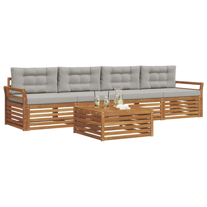 Set de canapele de exterior 5 pcs Gri natural și deschis - WALTI WALTI