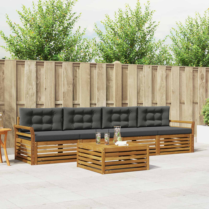 Set de canapele de exterior cu pernă 5 pcs Natural și Antracit WALTI