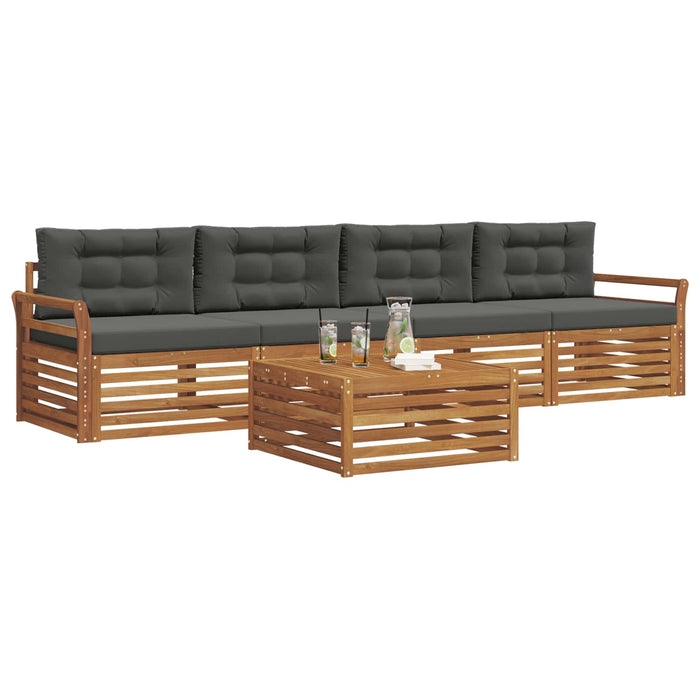 Set de canapele de exterior cu pernă 5 pcs Natural și Antracit WALTI