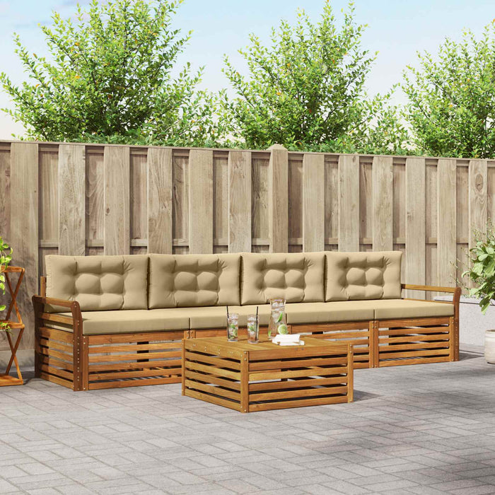 Set de canapele de exterior cu pernă 5 pcs Natural și Bej - WALTI WALTI