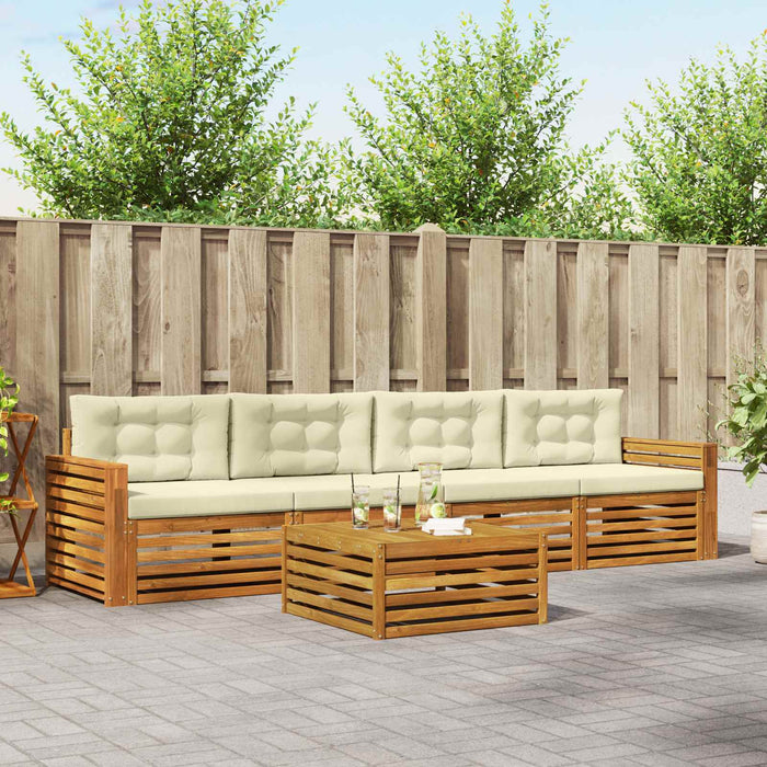 Set de canapele de exterior cu pernă 5 pcs Natural și Crem - WALTI WALTI