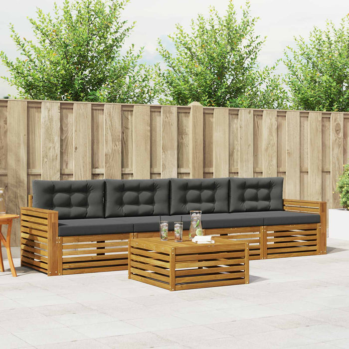 Set de canapele de exterior cu pernă 5 pcs Natural și Antracit WALTI