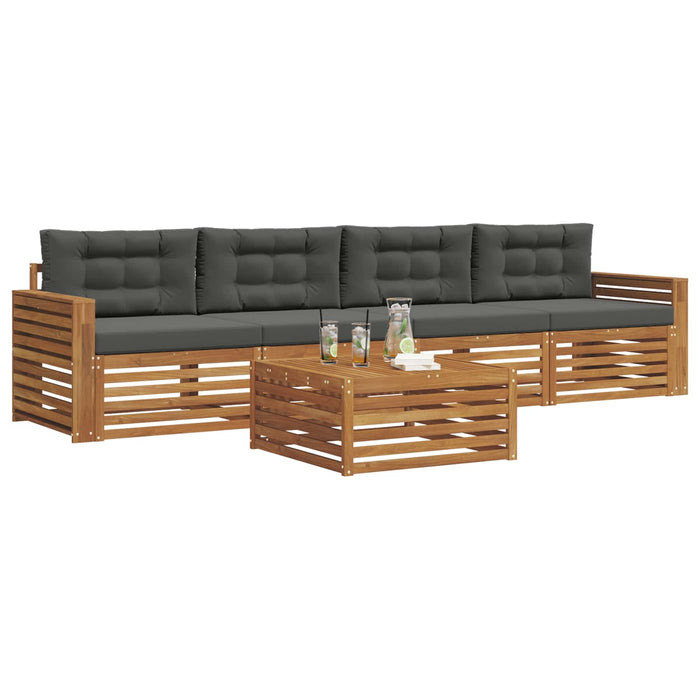 Set de canapele de exterior cu pernă 5 pcs Natural și Antracit WALTI