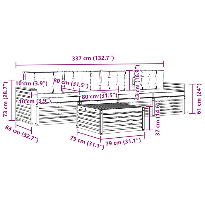 Set de canapele de exterior cu pernă 5 pcs Natural și Antracit WALTI