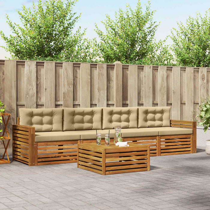 Set de canapele de exterior cu pernă 5 pcs Natural și Bej - WALTI WALTI
