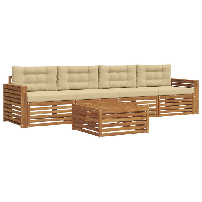 Set de canapele de exterior cu pernă 5 pcs Natural și Bej - WALTI WALTI