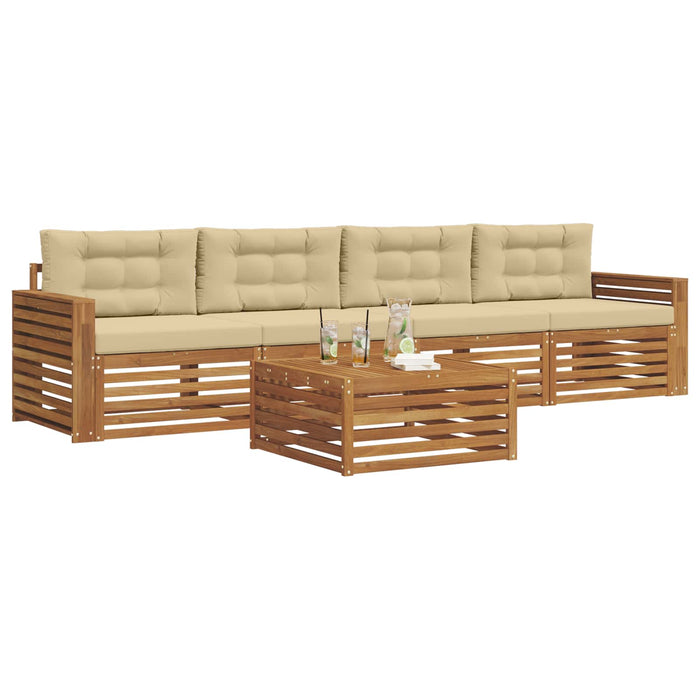 Set de canapele de exterior cu pernă 5 pcs Natural și Bej - WALTI WALTI