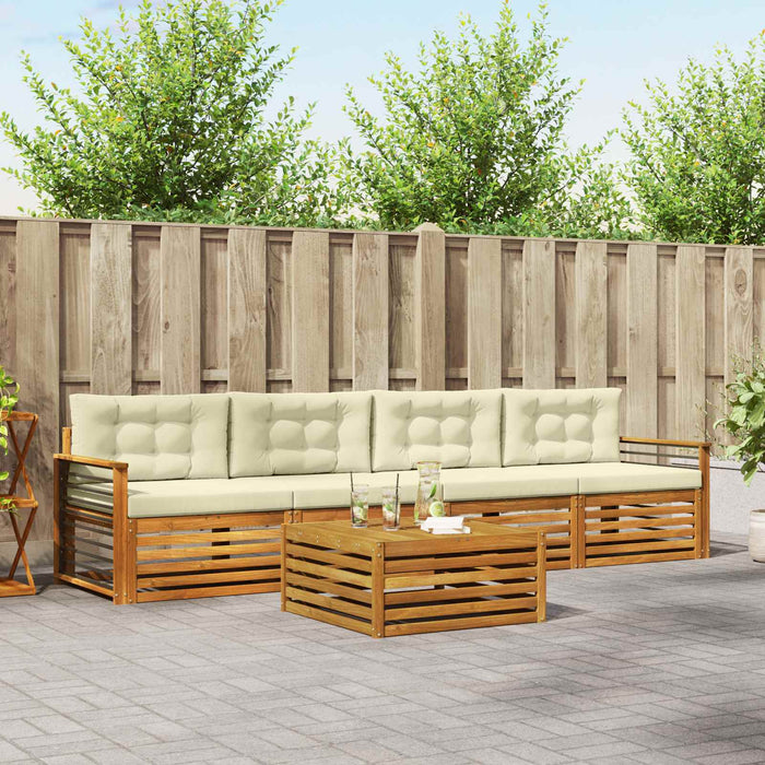 Set de canapele de exterior cu pernă 5 pcs Natural și Crem - WALTI WALTI