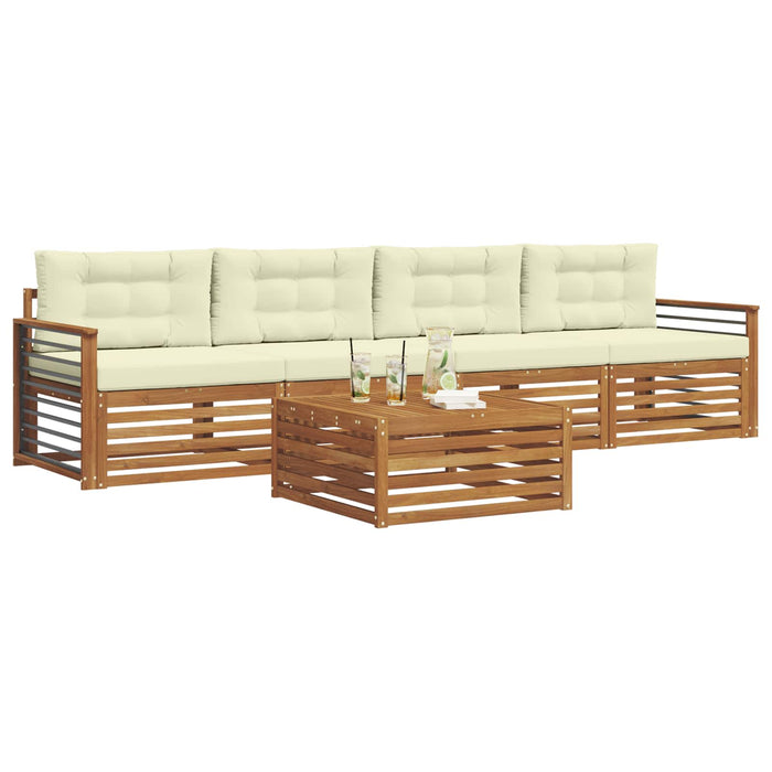 Set de canapele de exterior cu pernă 5 pcs Natural și Crem - WALTI WALTI