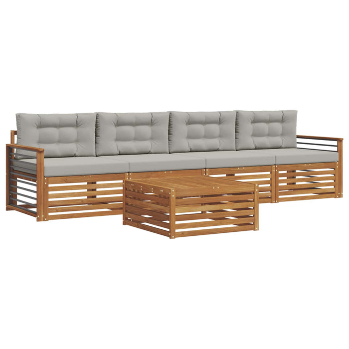 Set de canapele de exterior 5 pcs Gri natural și deschis - WALTI WALTI