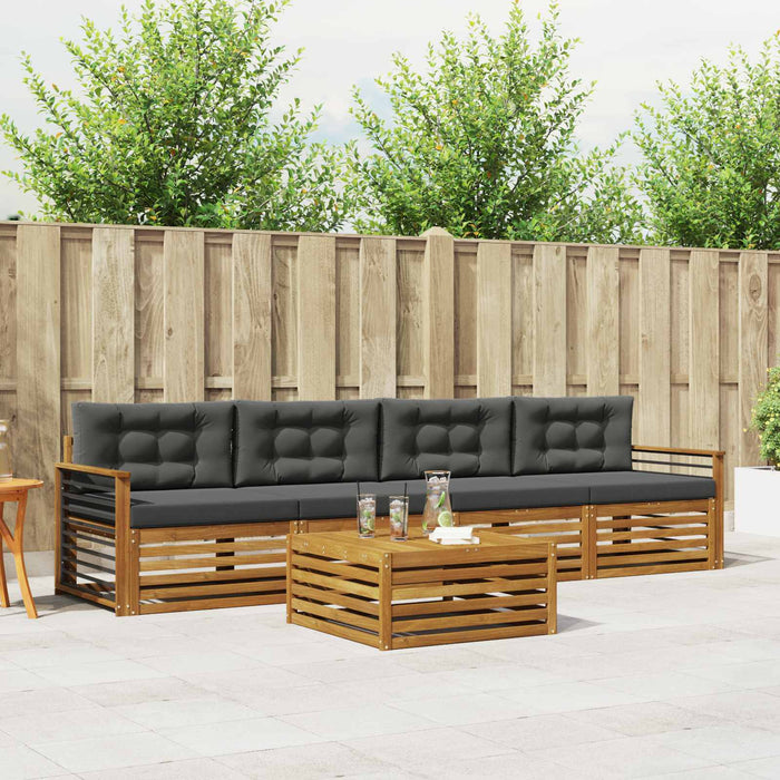 Set de canapele de exterior cu pernă 5 pcs Natural și Antracit WALTI