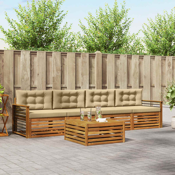 Set de canapele de exterior cu pernă 5 pcs Natural și Bej - WALTI WALTI