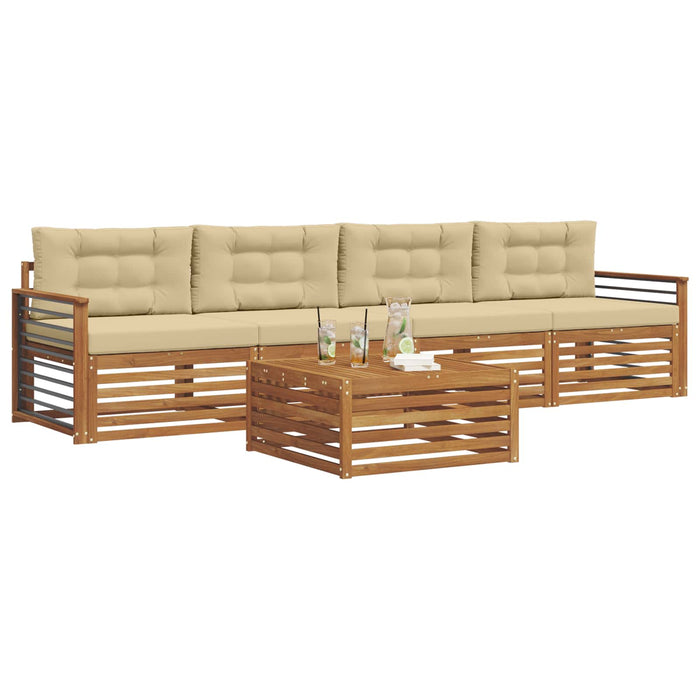 Set de canapele de exterior cu pernă 5 pcs Natural și Bej - WALTI WALTI