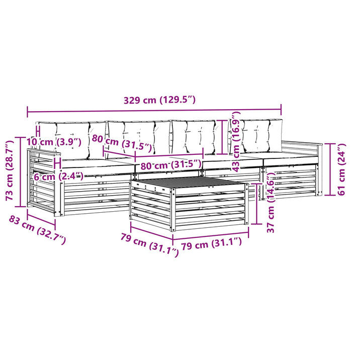 Set de canapele de exterior cu pernă 5 pcs Natural și Bej - WALTI WALTI