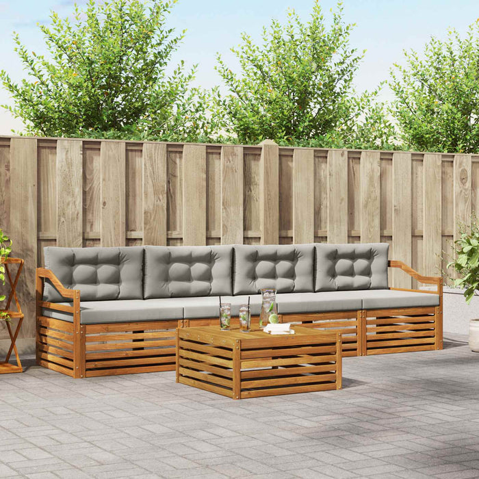Set de canapele de exterior 5 pcs Gri natural și deschis - WALTI WALTI