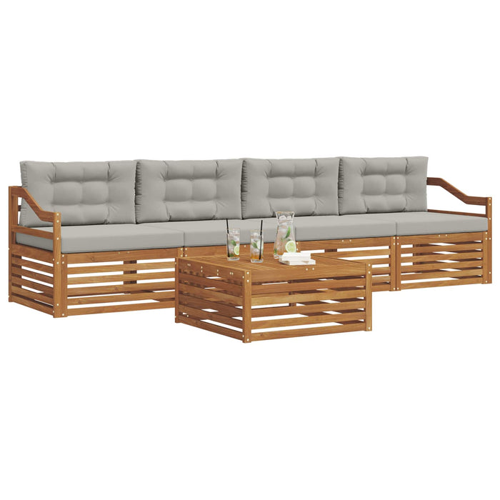 Set de canapele de exterior 5 pcs Gri natural și deschis - WALTI WALTI
