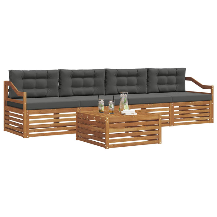 Set de canapele de exterior cu pernă 5 pcs Natural și Antracit WALTI