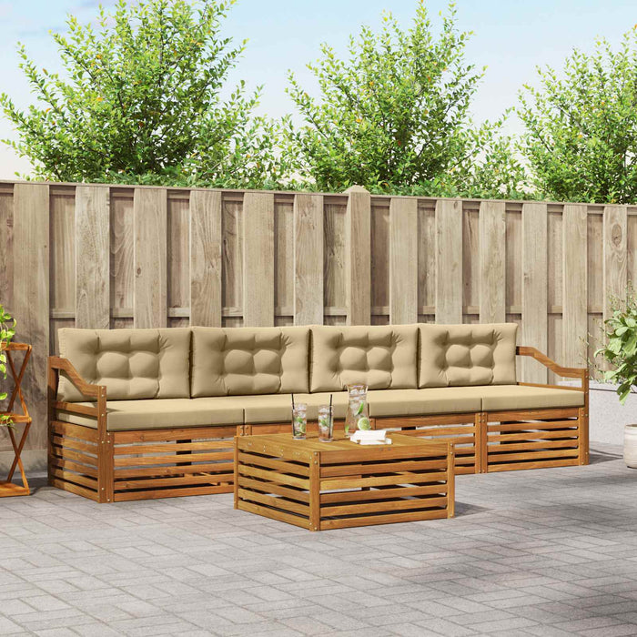 Set de canapele de exterior cu pernă 5 pcs Natural și Bej - WALTI WALTI