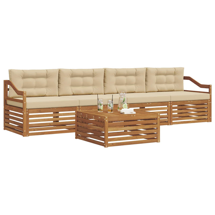 Set de canapele de exterior cu pernă 5 pcs Natural și Bej - WALTI WALTI