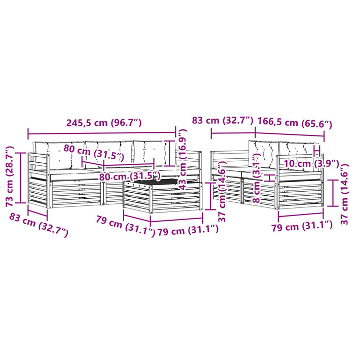 Set de canapele de exterior cu pernă 6 pcs Natural și Antracit WALTI