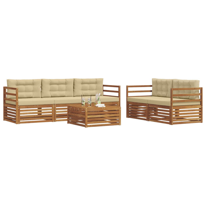 Set de canapele de exterior cu pernă 6 pcs Natural și Bej - WALTI WALTI