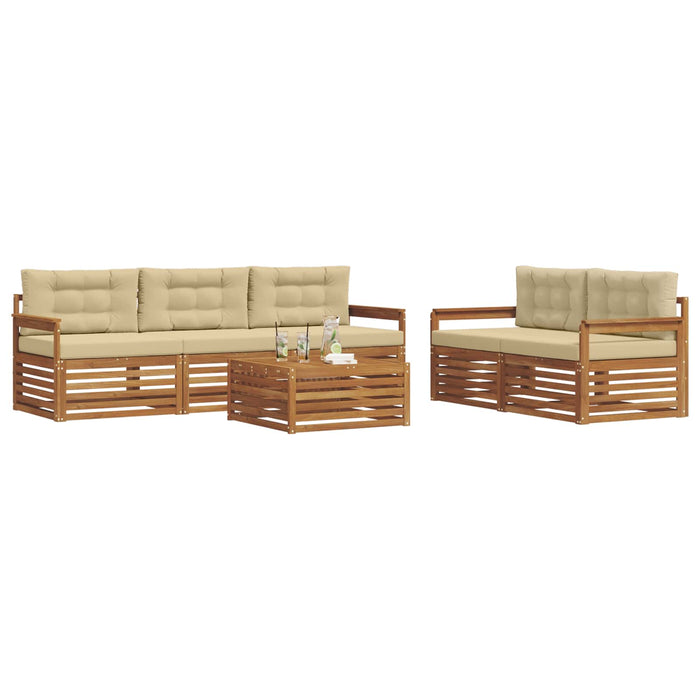 Set de canapele de exterior cu pernă 6 pcs Natural și Bej - WALTI WALTI