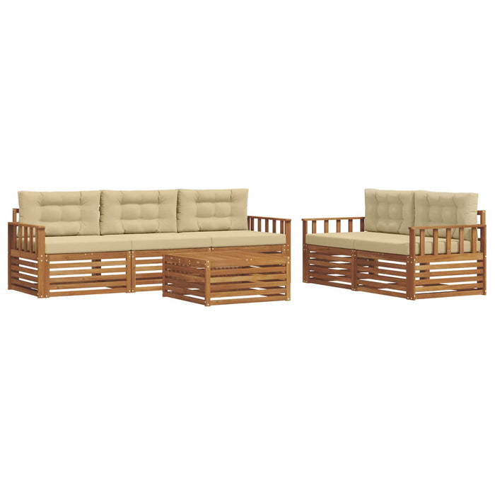 Set de canapele de exterior cu pernă 6 pcs Natural și Bej - WALTI WALTI