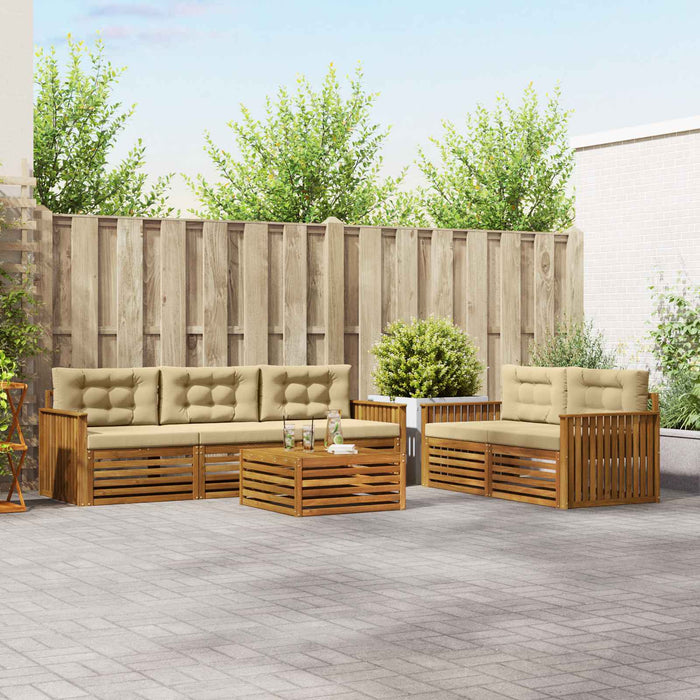 Set de canapele de exterior cu pernă 6 pcs Natural și Bej - WALTI WALTI