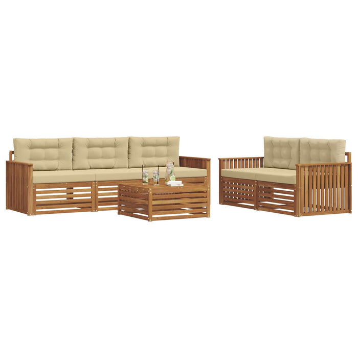 Set de canapele de exterior cu pernă 6 pcs Natural și Bej - WALTI WALTI