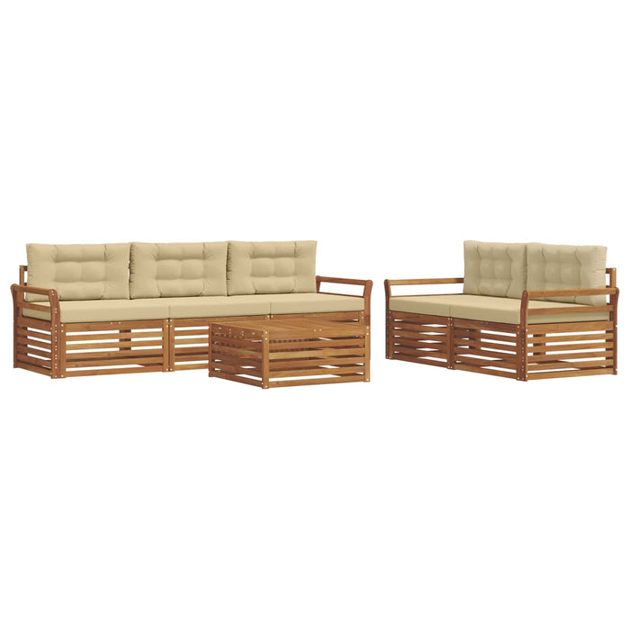 Set de canapele de exterior cu pernă 6 pcs Natural și Bej - WALTI WALTI