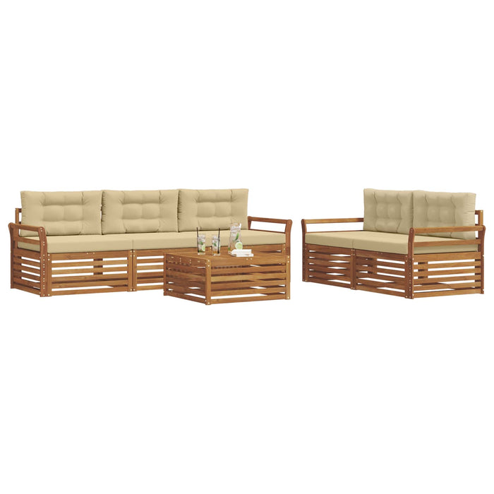 Set de canapele de exterior cu pernă 6 pcs Natural și Bej - WALTI WALTI