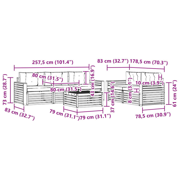 Set de canapele de exterior cu pernă 6 pcs Natural și Antracit WALTI