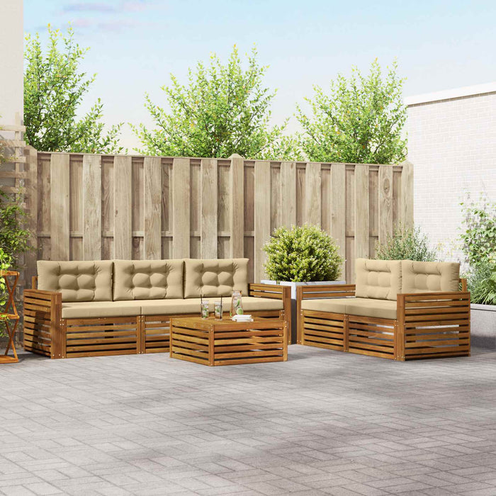 Set de canapele de exterior cu pernă 6 pcs Natural și Bej - WALTI WALTI