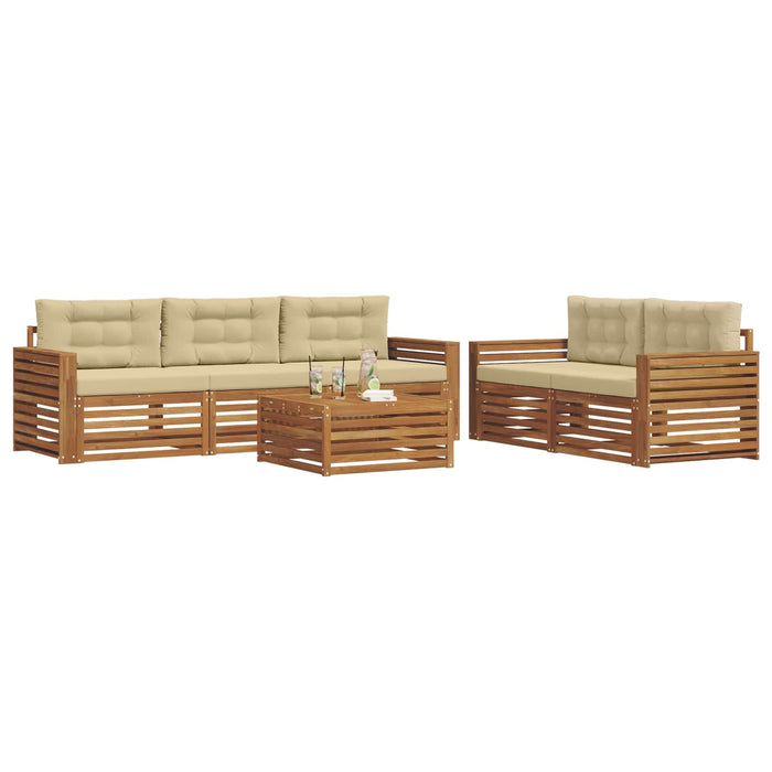 Set de canapele de exterior cu pernă 6 pcs Natural și Bej - WALTI WALTI