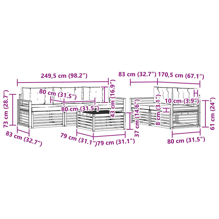Set de canapele de exterior cu pernă 6 pcs Natural și Antracit WALTI