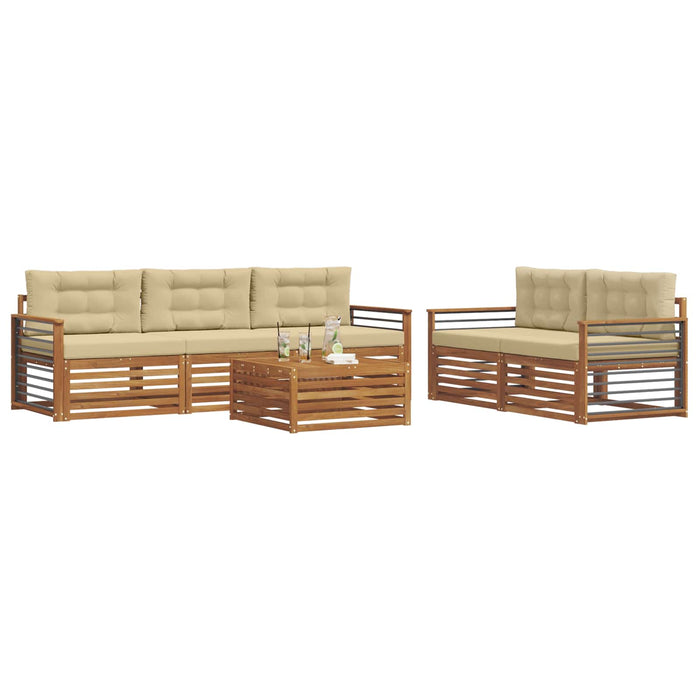 Set de canapele de exterior cu pernă 6 pcs Natural și Bej - WALTI WALTI