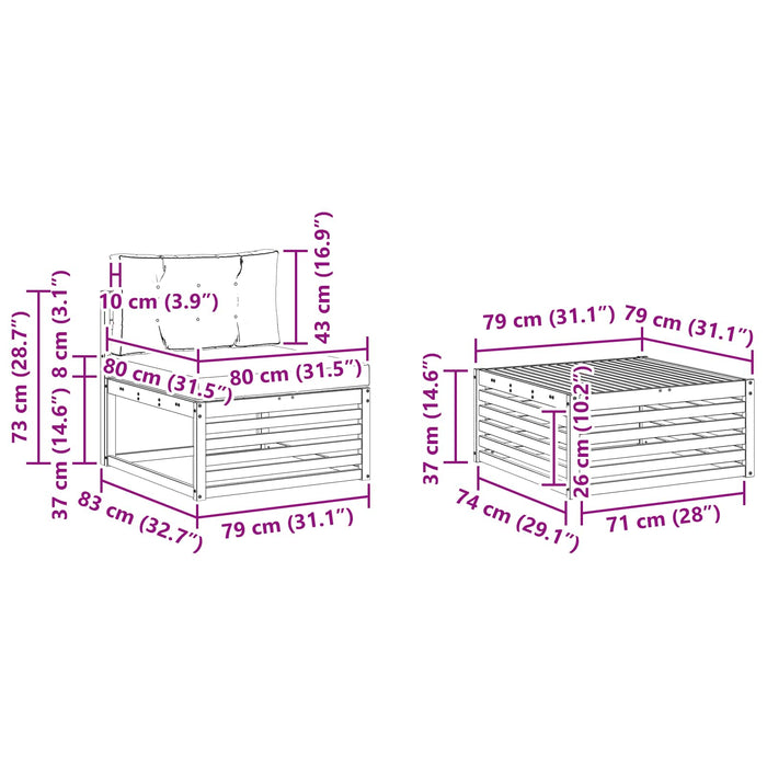 Set de canapele de exterior cu pernă 6 pcs Natural și Bej - WALTI WALTI