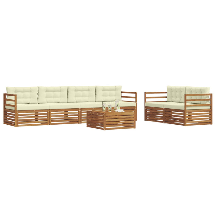 Set de canapele de exterior cu pernă 7 pcs Natural și Crem WALTI