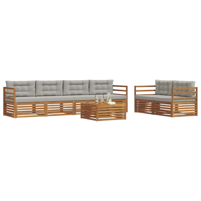 Set de canapele de exterior 7 pcs Gri natural și deschis WALTI