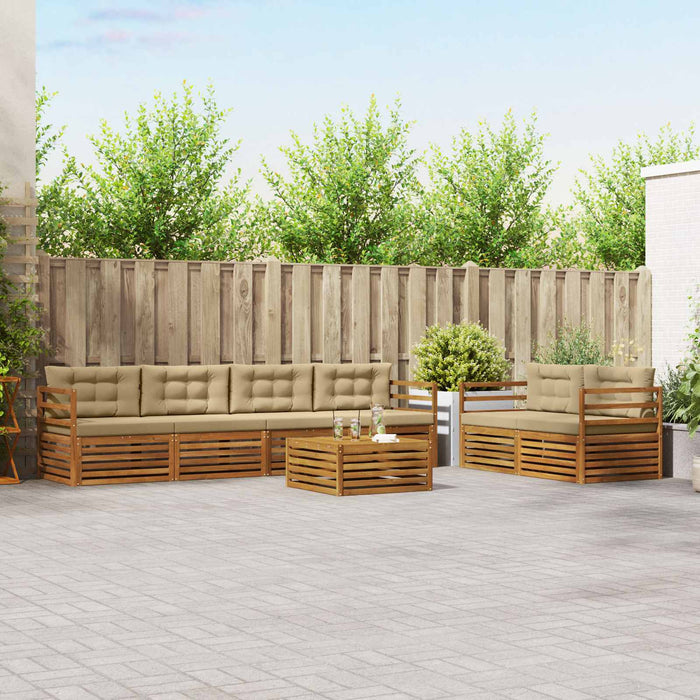 Set de canapele de exterior cu pernă 7 pcs Natural și Bej WALTI