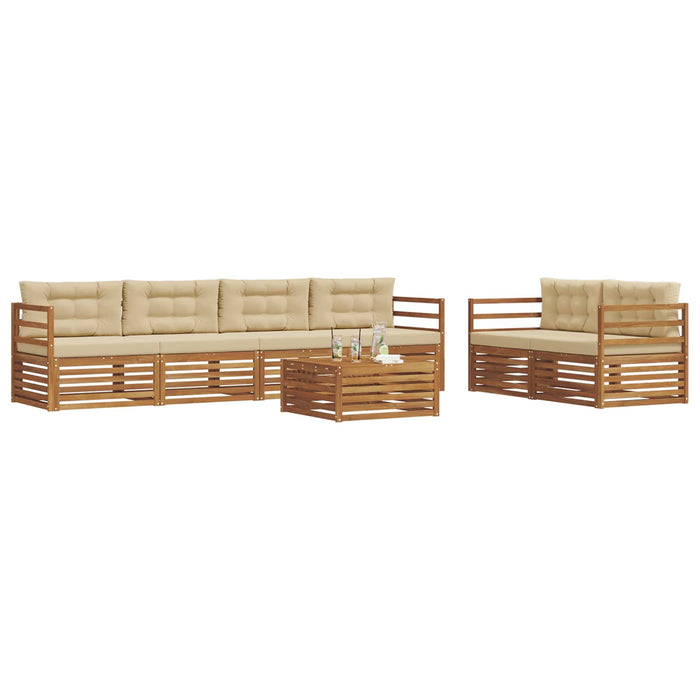 Set de canapele de exterior cu pernă 7 pcs Natural și Bej WALTI