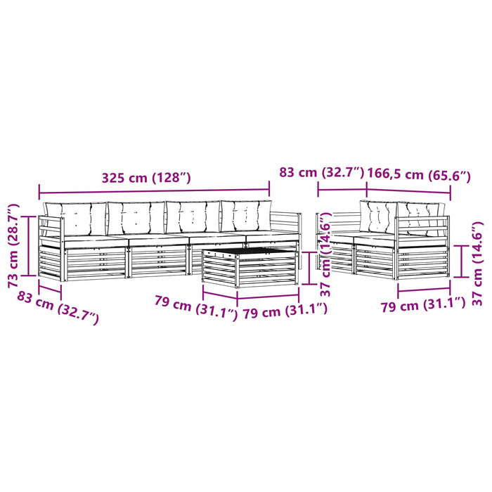 Set de canapele de exterior cu pernă 7 pcs Natural și Bej WALTI