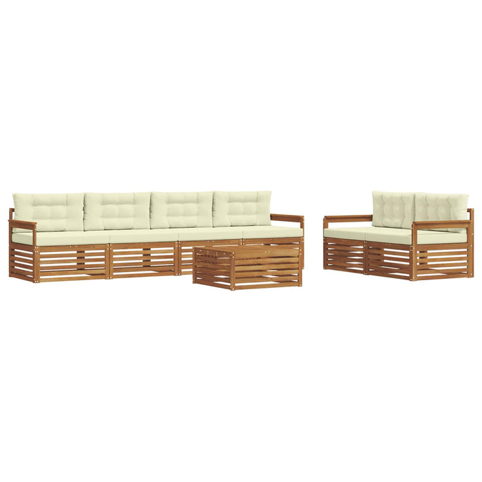 Set de canapele de exterior cu pernă 7 pcs Natural și Crem WALTI