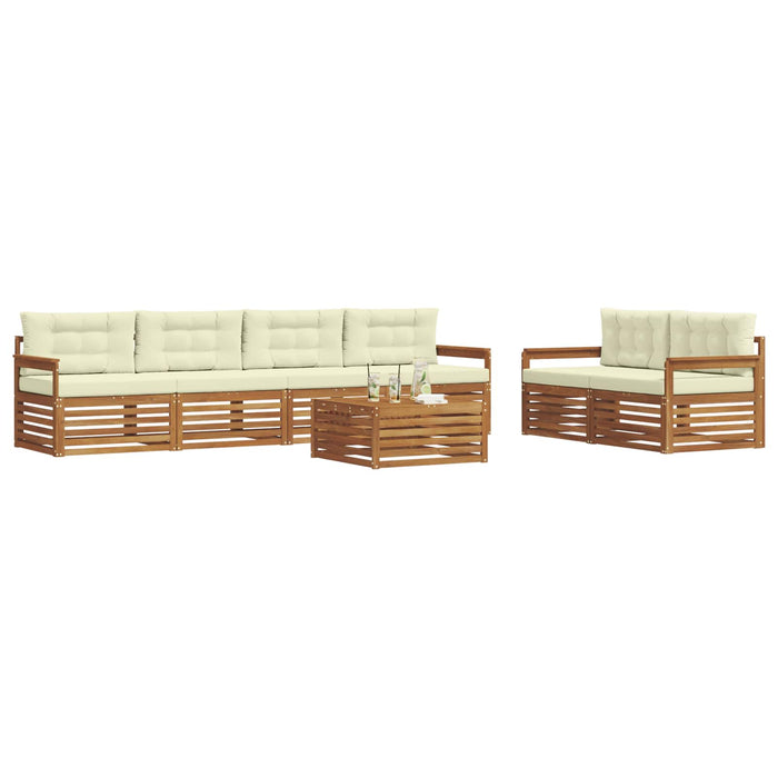 Set de canapele de exterior cu pernă 7 pcs Natural și Crem WALTI