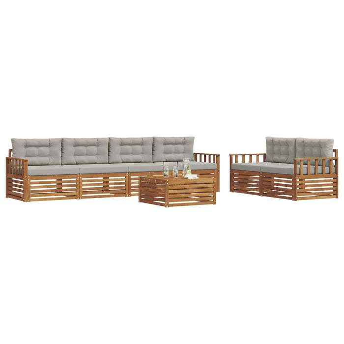 Set de canapele de exterior 7 pcs Gri natural și deschis WALTI