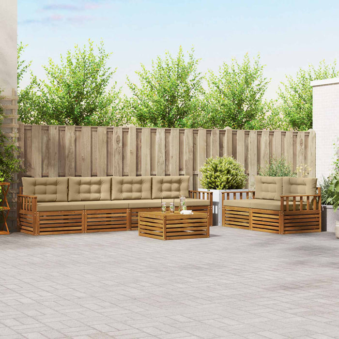 Set de canapele de exterior cu pernă 7 pcs Natural și Bej WALTI