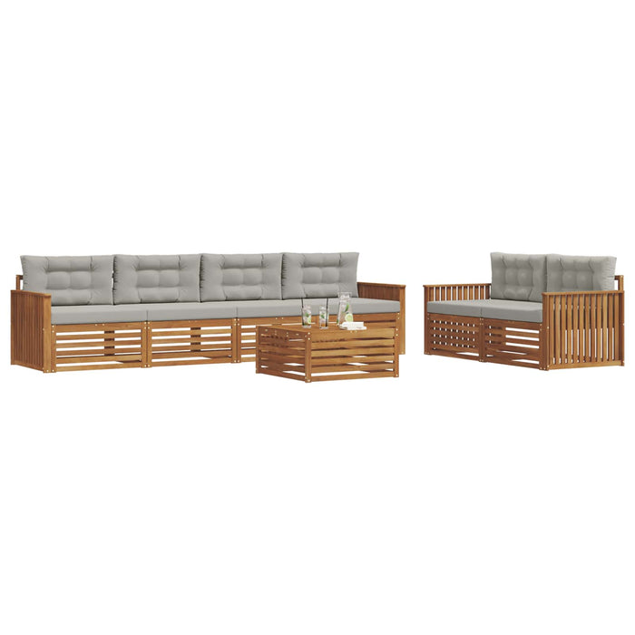 Set de canapele de exterior 7 pcs Gri natural și deschis WALTI