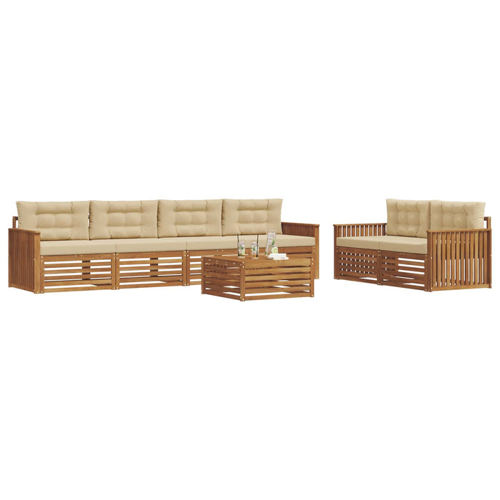 Set de canapele de exterior cu pernă 7 pcs Natural și Bej WALTI